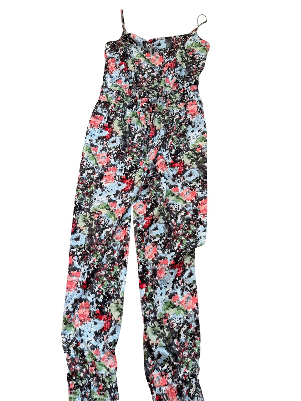 cinq a sept Floral Spaghetti-Strap Jumpsuit in Coral, Light Blue, Green